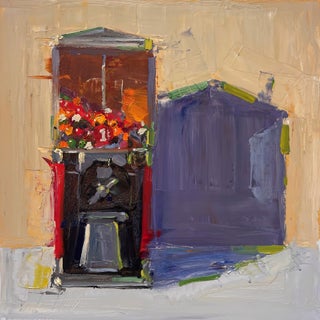 Wayne's World by Clyde Steadman | Oil on Board Still life of a floral arrangement in a vase. For Sale