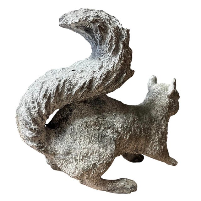 Metal Vintage Cast Iron Lifelike Squirrel Garden Statue For Sale - Image 7 of 12