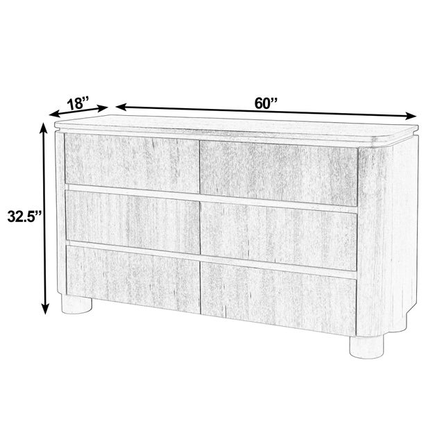Modern Genoa 60 in. W Rectangular Wood 6 Drawer Dresser, Light Oak For Sale - Image 3 of 8