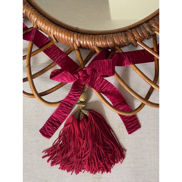 Vintage Franco Albini Bamboo Rattan Mirror With Sash For Sale - Image 11 of 15