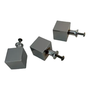 70s Set of 3 Mid-Century Modern Solid Chrome Polished Cube Cabinet Pulls Hardware