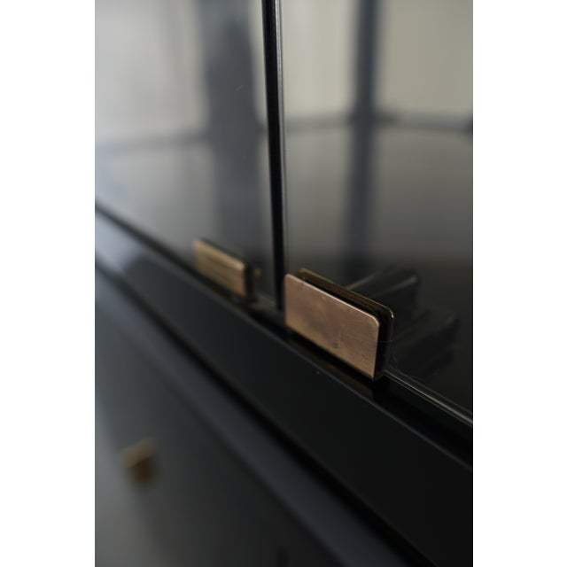 Vintage Milo Baughman Smoked Glass China Cabinet, Attributed For Sale - Image 9 of 10