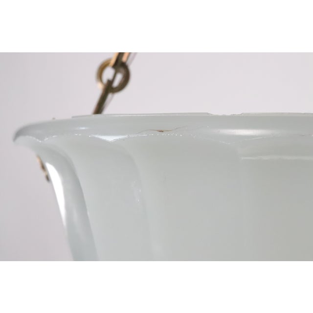 Late 20th Century Late 20th Century Restored Modern White Fluted Milk Glass Dish Pendant Light For Sale - Image 5 of 11