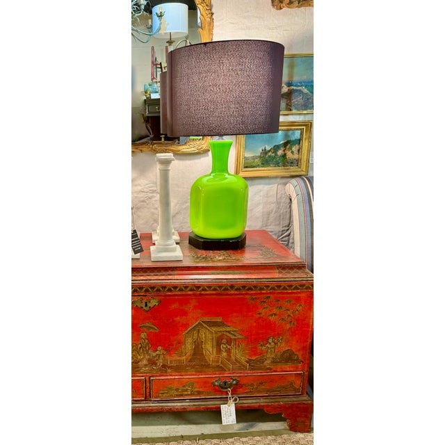 Mid-Century Modern Green Opaline Lamps For Sale - Image 10 of 11