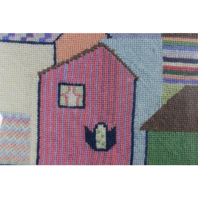 Textile Pastel Needlepoint Bermuda Rooftops For Sale - Image 7 of 7