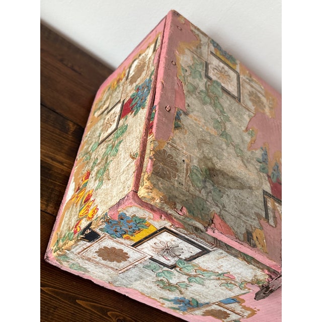 Victorian Antique Pink Wooden Box For Sale - Image 3 of 10