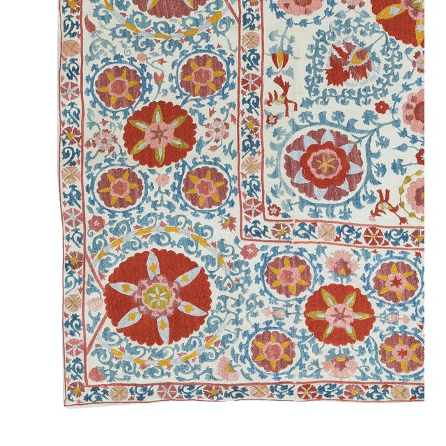 Traditional 4.4x4.8 Ft Embroidered Silk Wall Hanging. Traditional Table Cover. New Bedspread For Sale - Image 3 of 9