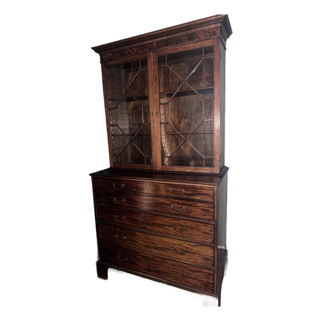 Antique English 19th Century Butler's. Desk With Breakfront on Top For Sale