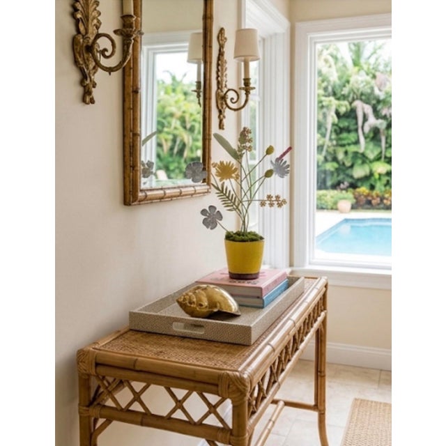 Vintage Hand-Painted Metal Wildflower Arrangement in Textured Ceramic Pot For Sale - Image 9 of 12