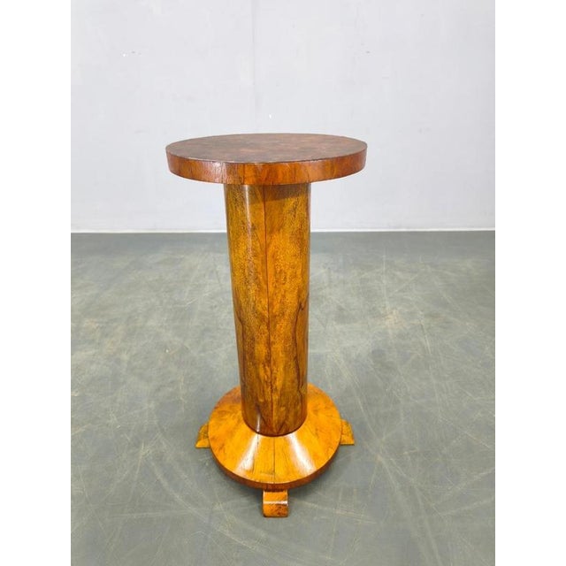 Art Deco Walnut Pedestal Table, Former Czechoslovakia, 1930s For Sale - Image 3 of 9