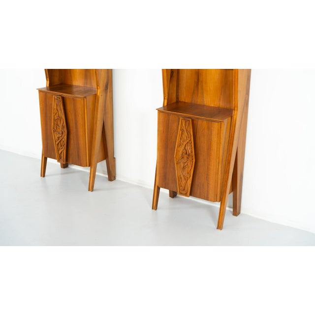 Mid-Century Italian Wall Units in Walnut, 1970s, Set of 2 For Sale - Image 13 of 18