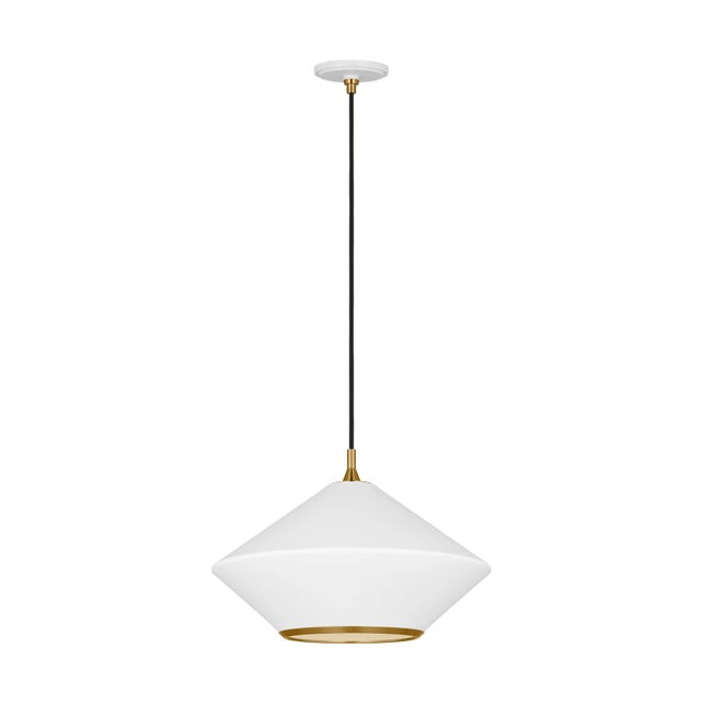 Transitional Thomas O'Brien by Visual Comfort Studio Stanza 1-Light Extra Large Pendant in Matte White For Sale - Image 3 of 6