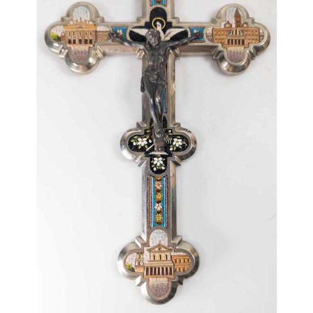 19th Century Italian Micro Mosaic Crucifix House Cross, Vatican Rome For Sale - Image 4 of 17