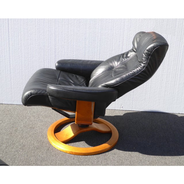 Vintage Mid Century Hjellegjerde Mobler Norway Black Recliner Chair Ottoman Chairish