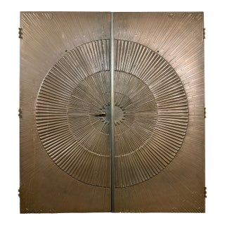 Monumental Kaylien Lustr-Metl Bronze Sunburst Double Doors For Sale
