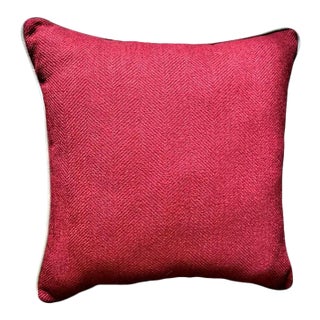 Early 21st Century Red & Soft Green Tweed Throw Pillow For Sale
