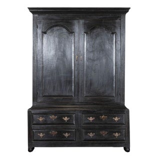 Large English Ebonised Oak Livery Cupboard, 1770s For Sale