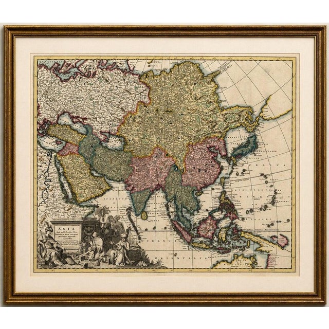 Decorative Antique Map of Asia and the East Indies, circa 1720 Highly decorative early 18th-century map of Asia by the...