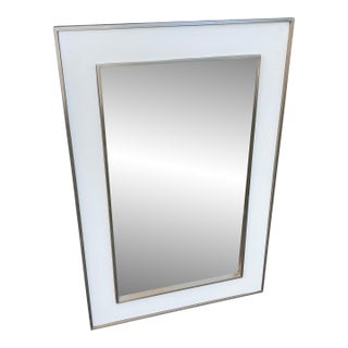 1970s Lacquered Wood and Brass Mirror 16 by 24” For Sale