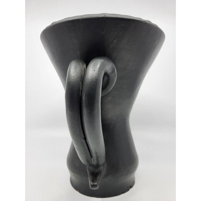 1950s French Ear Vase in Black Ceramic by Jean Austruy, 1950 For Sale - Image 5 of 17