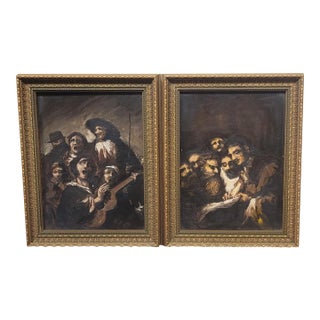Pair Vintage Oil Paintings After Francisco Goya For Sale