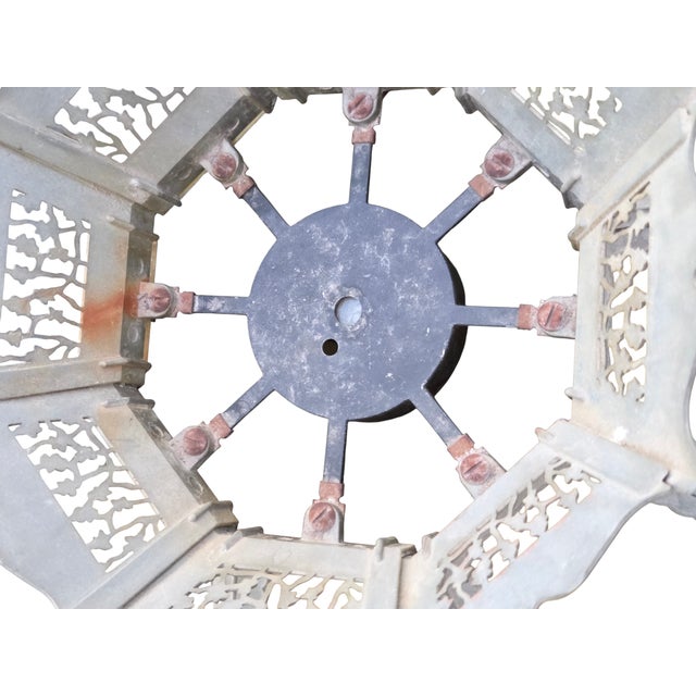 Antique Lamp Shade Green Slag Glass Hanging Light Chandelier Sarama For Sale - Image 10 of 18