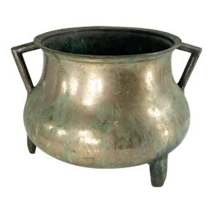 17th or 18th Century Verdigris Bronze European Cookpot or Posnet