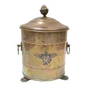 Antique Lidded Brass Coal Hod