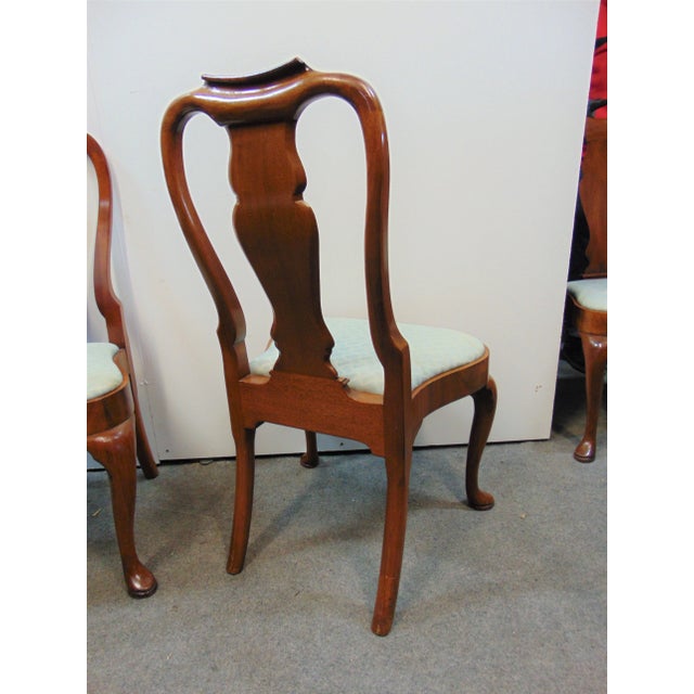 Brown Queen Anne Style Solid Mahogany Dining Chairs - Set of 8 For Sale - Image 8 of 12