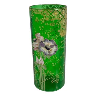 Legras Mont Joye Enameled Art Glass Vase c. 1900 For Sale