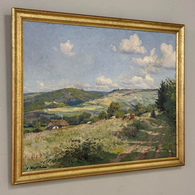 Antique Framed Oil Painting on Canvas by Xavier Wurth (1869-1933) For Sale - Image 4 of 16