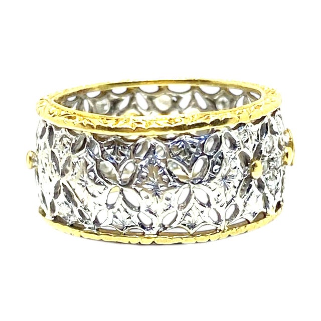 Vintage 18k Lace Design Diamond Band Ring, Size 6 For Sale - Image 4 of 8