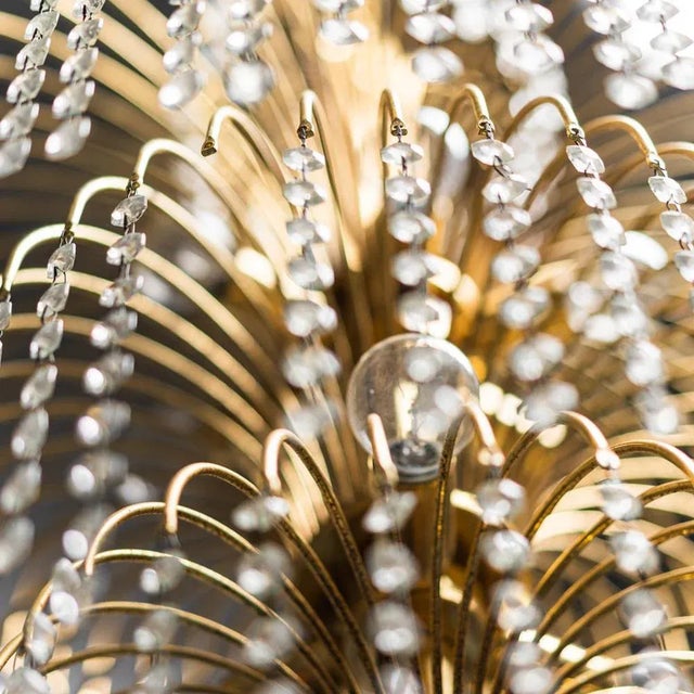 Vintage Gilt Metal Chandelier with 10 Lights, 1970s For Sale - Image 3 of 9