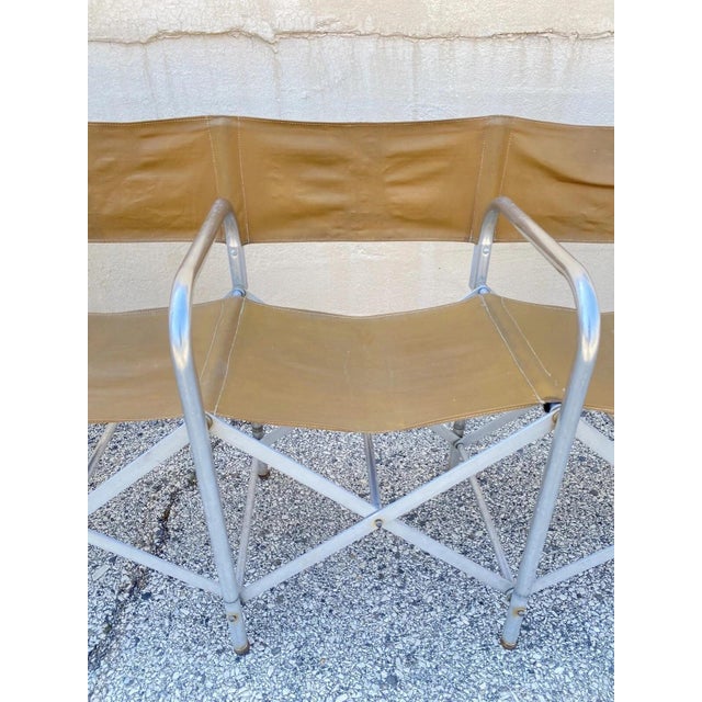 Vintage Crown MFG 7 Seat Aluminum Canvas Folding Chair Camping Sports Team Bench For Sale - Image 12 of 12