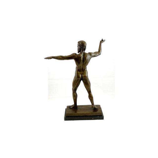 Neo-Classical Nude Bronze Zeus Figurine on a Black Marble Base For Sale - Image 5 of 9