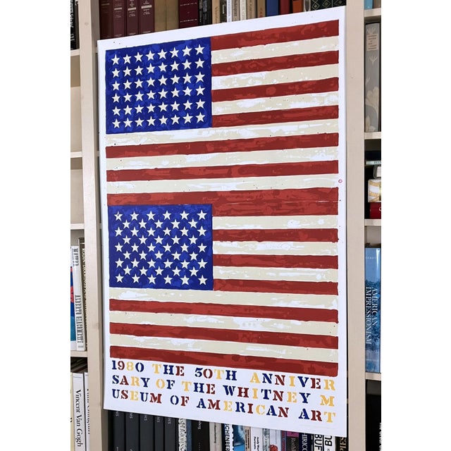 Paper Jasper Johns Two Flags 1980 Original 50th Anniversary of the Whitney Museum of American Art Exhibition Poster For Sale - Image 7 of 10