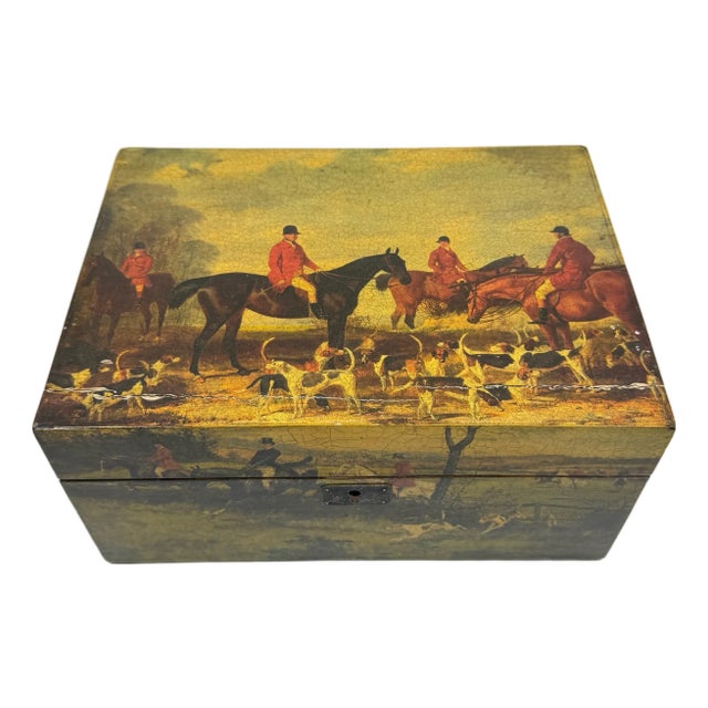 Antique 19th Cen. English Victorian Decoupage Campaign Lap Desk / Writing Slope For Sale