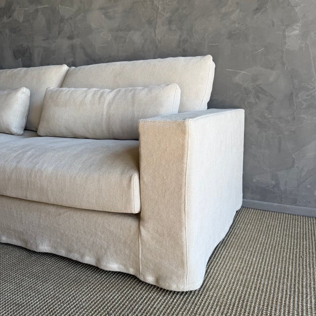 100% Hemp Slip Covered Sofa With Down Cushions For Sale - Image 4 of 13