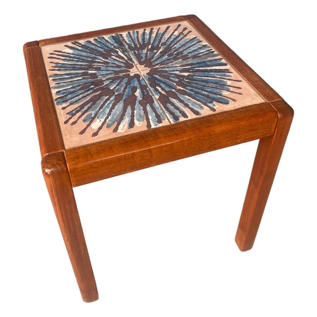 Møbelfabrikken Toften Danish Modern Teak & Ceramic Tile Side Table — Made in Denmark, C. 1960s For Sale