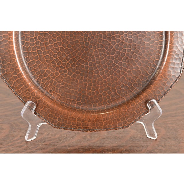 Copper Roycroft Arts & Crafts Hammered Copper Handled Tray For Sale - Image 8 of 12