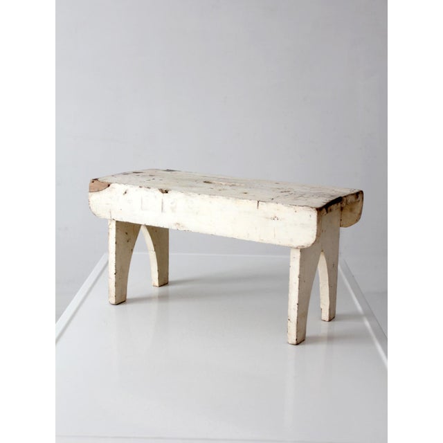 Early 20th Century Antique American Farmhouse White Painted Step Stool For Sale - Image 5 of 16