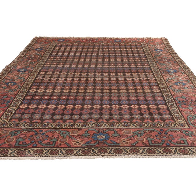 Traditional Early 20th Century Antique Persian Hamadan Rug - 04'10 X 08'09 For Sale - Image 3 of 9
