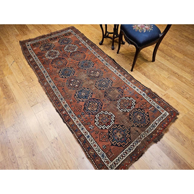 Tribal Antique Kazak Area Rug, Handwoven Wool Geometric Design, 1890s, 4' x 8' For Sale - Image 3 of 17