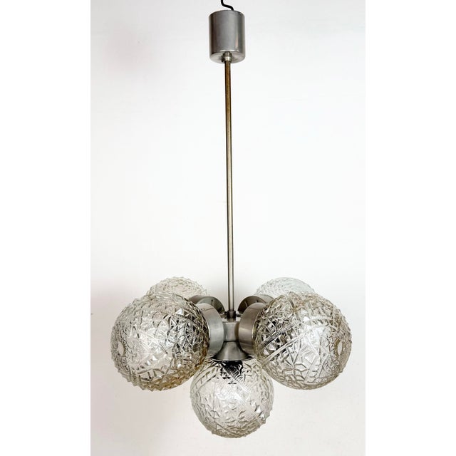 1960s Vintage Cut Glass Chandelier from Kamenický Šenov, 1960s For Sale - Image 5 of 17