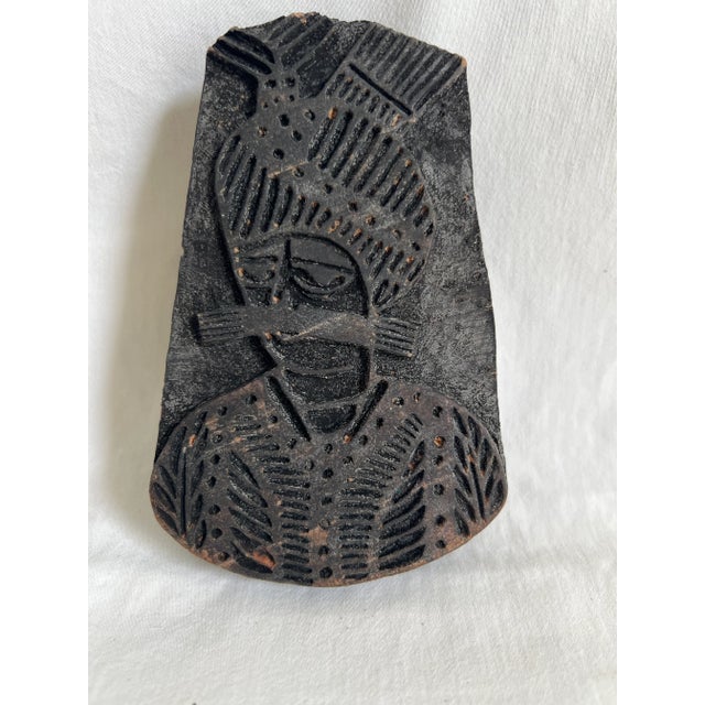 Indian Vintage Carved Wooden Indian Textile Stamps- Set of 2 For Sale - Image 3 of 15