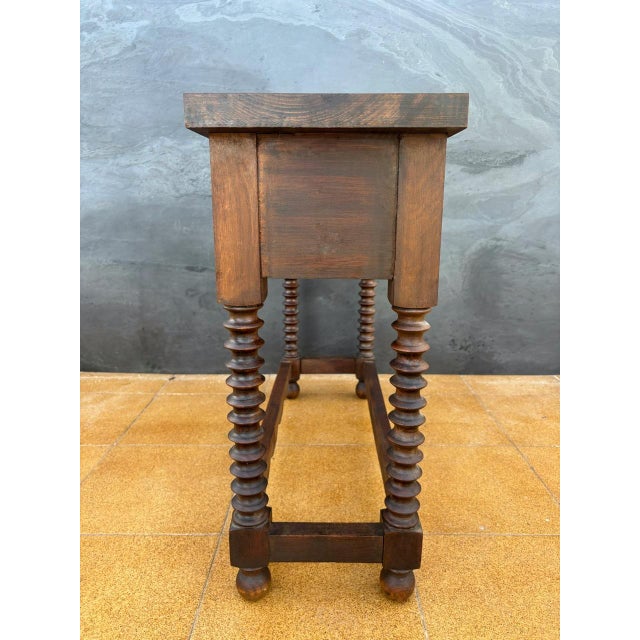 Spanish Console Table with Turned Legs and Carved Drawers, 1920 For Sale - Image 6 of 11