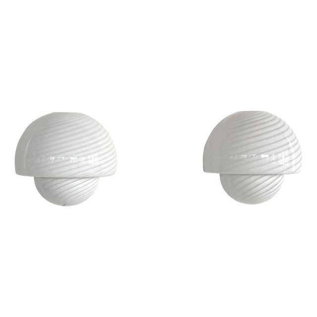 Italian Murano Swirl Glass Mushroom Wall Sconces from De Majo, 1970s, Set of 2 For Sale