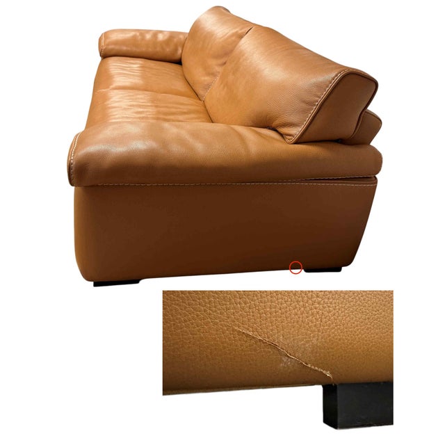 Camel Roche Bobois Ascot Tan Leather Sofa For Sale - Image 8 of 10