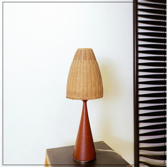 Vintage Mushroom Table Lamp in Teak For Sale - Image 12 of 12