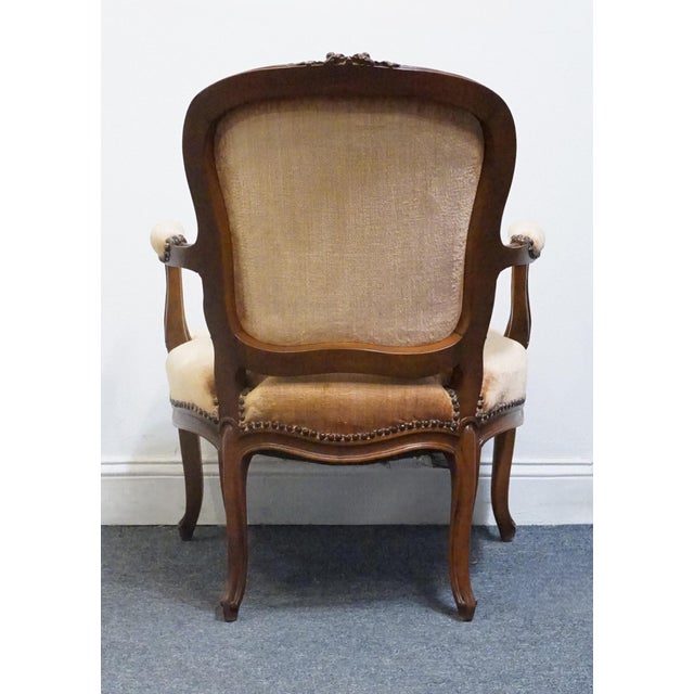 High End Vintage Walnut Louis XV French Provincial Accent Arm Chair For Sale In Kansas City - Image 6 of 9